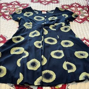 Esprit Dark Blue Dress with Green Floral Design
